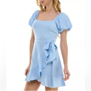 Blue Puff Sleeve Dress